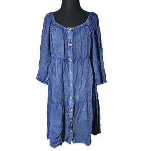 Mlle Gabrielle casual dress 3/4 sleeve button front sz S